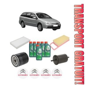 Set Pachet filtre revizie Bosch, 6 litrii ulei Castrol 10W40 CITROEN C5 II Break (RE_) 3.0 V6 (REXFUF) din 2004-2008, 4x Stickere auto cu CITROEN