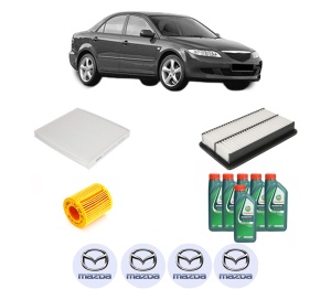 Set Pachet filtre revizie Bosch, 6 litrii ulei Castrol 10W40 MAZDA 6 Saloon (GG) 2.3 MPS Turbo (GG3P) din 2005-2007, 4x Stickere auto cu MAZDA - Img 2