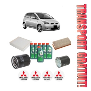 Set Pachet filtre revizie Bosch, 6 litrii ulei Castrol 10W40 MITSUBISHI COLT VI (Z3_A, Z2_A) 1.5 DI-D (Z39A) din 2004-2012, 4x Stickere auto cu MITSUBISHI
