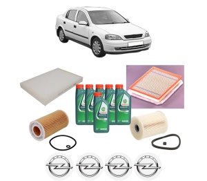 Set Pachet filtre revizie Bosch, 6 litrii ulei Castrol 10W40 OPEL ASTRA G Saloon (T98) 2.2 DTI (F69) din 2002-2005, 4x Stickere auto cu OPEL - Img 2
