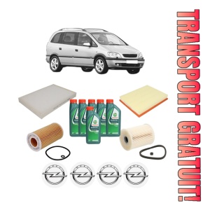 Set Pachet filtre revizie Bosch, 6 litrii ulei Castrol 10W40 OPEL ZAFIRA A MPV (T98) 2.0 DTI 16V (F75) din 2000-2005, 4x Stickere auto cu OPEL