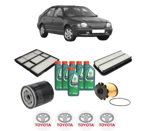 Set Pachet filtre revizie Bosch, 6 litrii ulei Castrol 10W40 TOYOTA COROLLA Liftback (_E11_) 1.9 D (WZE110_, WZE110R) din 2000-2002, 4x Stickere auto cu TOYOTA - Img 2