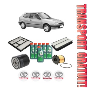 Set Pachet filtre revizie Bosch, 6 litrii ulei Castrol 10W40 TOYOTA COROLLA Compact (_E11_) 1.9 D (WZE110_, WZE110R) din 2000-2002, 4x Stickere auto cu TOYOTA