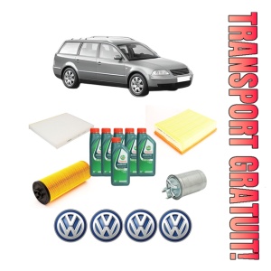 Set Pachet filtre revizie Bosch, 6 litrii ulei Castrol 10W40 Volkswagen PASSAT B5.5 Variant (3B6) 2.5 TDI din 2000-2005, 4x Stickere auto cu Volkswagen