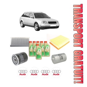Set Pachet filtre revizie Bosch, 6 litrii ulei Castrol 5W30 AUDI A6 C5 Avant (4B5, 4B6) 2.7 T quattro din 2001-2005, 4x Stickere auto cu AUDI