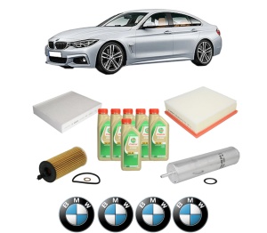 Set Pachet filtre revizie Bosch, 6 litrii ulei Castrol 5W30 BMW Seria 4 Gran Coupe (F36) 418 d din 2014-2020, 4x Stickere auto cu BMW - Img 2