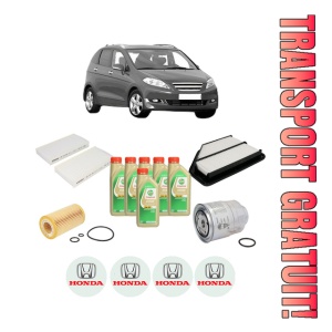 Set Pachet filtre revizie Bosch, 6 litrii ulei Castrol 5W30 HONDA FR-V (BE) 2.2 i CTDi (BE5) din 2005, 4x Stickere auto cu HONDA