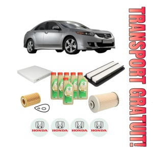 Set Pachet filtre revizie Bosch, 6 litrii ulei Castrol 5W30 HONDA ACCORD VIII (CU) 2.2 i-DTEC (CU3) din 2008-2015, 4x Stickere auto cu HONDA