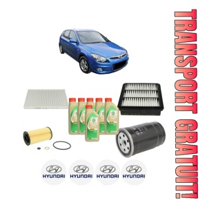 Set Pachet filtre revizie Bosch, 6 litrii ulei Castrol 5W30 HYUNDAI i30 (FD) 1.6 CRDi VGT din 2007-2011, 4x Stickere auto cu HYUNDAI