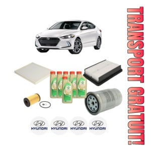 Set Pachet filtre revizie Bosch, 6 litrii ulei Castrol 5W30 HYUNDAI ELANTRA VI Saloon (AD, ADA) 1.6 D din 2016-2020, 4x Stickere auto cu HYUNDAI