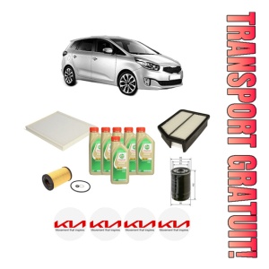 Set Pachet filtre revizie Bosch, 6 litrii ulei Castrol 5W30 KIA CARENS IV 1.7 CRDi din 2013, 4x Stickere auto cu KIA
