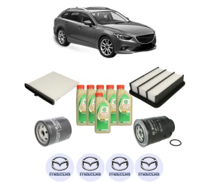 Set Pachet filtre revizie Bosch, 6 litrii ulei Castrol 5W30 MAZDA 6 Estate (GJ, GL) 2.2 D AWD din 2018-2020, 4x Stickere auto cu MAZDA - Img 2