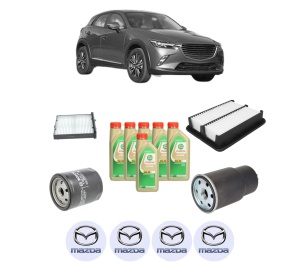 Set Pachet filtre revizie Bosch, 6 litrii ulei Castrol 5W30 MAZDA CX-3 (DK) 1.5 SKYACTIV-D AWD (DK4WS, DK5AW) din 2015-2018, 4x Stickere auto cu MAZDA - Img 2