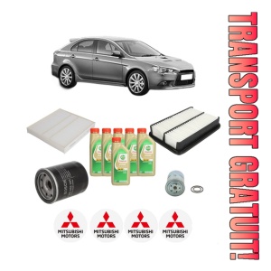 Set Pachet filtre revizie Bosch, 6 litrii ulei Castrol 5W30 MITSUBISHI LANCER VIII Sportback (CX_A) 1.8 DI-D din 2010, 4x Stickere auto cu MITSUBISHI