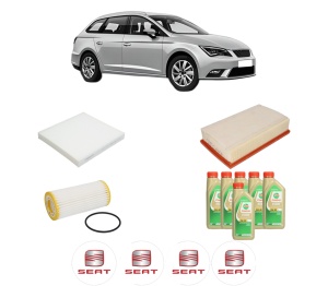 Set Pachet filtre revizie Bosch, 6 litrii ulei Castrol 5W30 SEAT LEON ST (5F8) 2.0 Cupra din 2013-2020, 4x Stickere auto cu SEAT - Img 2