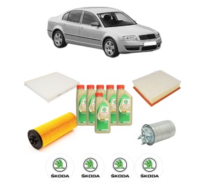 Set Pachet filtre revizie Bosch, 6 litrii ulei Castrol 5W30 SKODA SUPERB I (3U4) 2.5 TDI din 2001-2003, 4x Stickere auto cu SKODA - Img 2