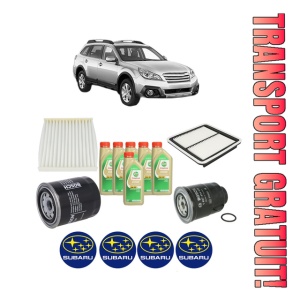 Set Pachet filtre revizie Bosch, 6 litrii ulei Castrol 5W30 SUBARU OUTBACK (BR) 2.0 D AWD (BRD) din 2009, 4x Stickere auto cu SUBARU