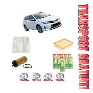 Set Pachet filtre revizie Bosch, 6 litrii ulei Castrol 5W30 TOYOTA AURIS Estate (_E18_) 1.6 D4-D (WWE185_) din 2015-2018, 4x Stickere auto cu TOYOTA
