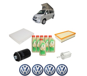 Set Pachet filtre revizie Bosch, 6 litrii ulei Castrol 5W30 Volkswagen CALIFORNIA T5 Camper (7EC, 7EF, 7EG, 7HF, 7HC) 2.0 TSI din 2012-2015, 4x Stickere auto cu Volkswagen - Img 2