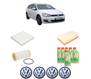 Set Pachet filtre revizie Bosch, 6 litrii ulei Castrol 5W30 Volkswagen GOLF VII Variant (BA5, BV5) 2.0 R 4motion din 2016-2020, 4x Stickere auto cu Volkswagen - Img 2