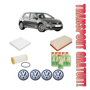 Set Pachet filtre revizie Bosch, 6 litrii ulei Castrol 5W30 Volkswagen GOLF VII (5G1, BQ1, BE1, BE2) 2.0 R 4motion din 2016-2020, 4x Stickere auto cu Volkswagen