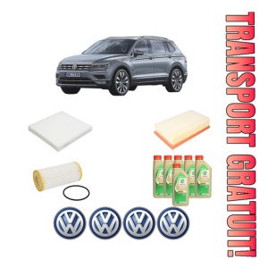 Set Pachet filtre revizie Bosch, 6 litrii ulei Castrol 5W30 Volkswagen TIGUAN ALLSPACE (BW2, BJ2) 2.0 TSI 4motion din 2018, 4x Stickere auto cu Volkswagen