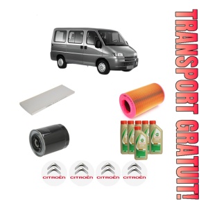 Set Pachet filtre revizie Bosch, 6 litrii ulei Castrol 5W40 CITROEN JUMPER I Bus (230P) 2.8 HDi din 2000-2002, 4x Stickere auto cu CITROEN