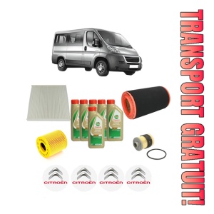 Set Pachet filtre revizie Bosch, 6 litrii ulei Castrol 5W40 CITROEN JUMPER II Bus 2.2 HDi 100 din 2006, 4x Stickere auto cu CITROEN