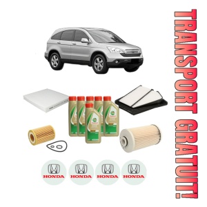 Set Pachet filtre revizie Bosch, 6 litrii ulei Castrol 5W40 HONDA CR-V III (RE_) 2.2 i-DTEC 4WD (RE6) din 2007, 4x Stickere auto cu HONDA