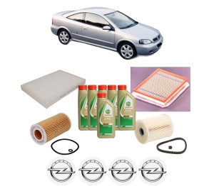Set Pachet filtre revizie Bosch, 6 litrii ulei Castrol 5W40 OPEL ASTRA G Coupe (T98) 2.2 DTI (F07) din 2002-2005, 4x Stickere auto cu OPEL - Img 2