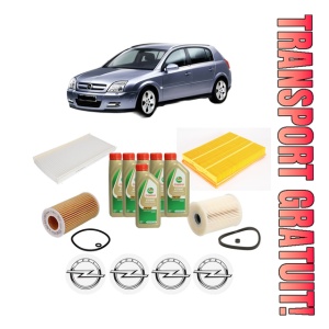 Set Pachet filtre revizie Bosch, 6 litrii ulei Castrol 5W40 OPEL SIGNUM Hatchback (Z03) 2.2 DTI (F48) din 2003-2004, 4x Stickere auto cu OPEL