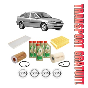 Set Pachet filtre revizie Bosch, 6 litrii ulei Castrol 5W40 OPEL VECTRA B Hatchback (J96) 2.2 DTI 16V (F68) din 2000-2002, 4x Stickere auto cu OPEL