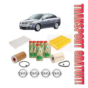 Set Pachet filtre revizie Bosch, 6 litrii ulei Castrol 5W40 OPEL VECTRA C GTS (Z02) 2.2 DTI 16V (F68) din 2002-2006, 4x Stickere auto cu OPEL