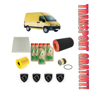 Set Pachet filtre revizie Bosch, 6 litrii ulei Castrol 5W40 PEUGEOT BOXER Van 2.2 HDi 120 din 2006-2016, 4x Stickere auto cu PEUGEOT
