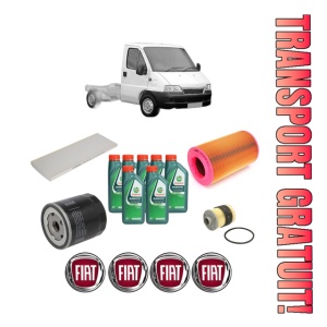 Set Pachet filtre revizie Bosch, 7 litrii ulei Castrol 10W40 FIAT DUCATO Platform/Chassis (244_) 2.0 JTD din 2001-2006, 4x Stickere auto cu FIAT