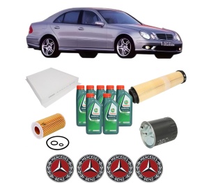 Set Pachet filtre revizie Bosch, 7 litrii ulei Castrol 10W40 MERCEDES-BENZ E-CLASS (W211) E 270 CDI (211.016) din 2002-2008, 4x Stickere auto cu MERCEDES-BENZ - Img 2