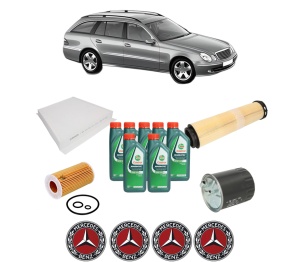 Set Pachet filtre revizie Bosch, 7 litrii ulei Castrol 10W40 MERCEDES-BENZ E-CLASS T-Model (S211) E 270 T CDI (211.216) din 2003-2009, 4x Stickere auto cu MERCEDES-BENZ - Img 2