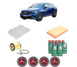 Set Pachet filtre revizie Bosch, 7 litrii ulei Castrol 10W40 MERCEDES-BENZ GLC Coupe (C253) 200 4-matic (253.343) din 2017-2019, 4x Stickere auto cu MERCEDES-BENZ - Img 2