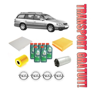 Set Pachet filtre revizie Bosch, 7 litrii ulei Castrol 10W40 OPEL OMEGA B Estate (V94) 2.5 DTI (F35, M35, P35) din 2001-2003, 4x Stickere auto cu OPEL