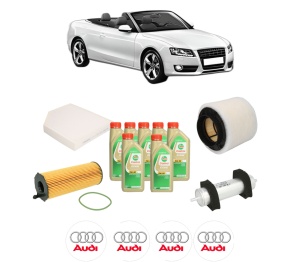 Set Pachet filtre revizie Bosch, 7 litrii ulei Castrol 5W30 AUDI A5 Convertible (8F7) 2.7 TDI din 2009-2012, 4x Stickere auto cu AUDI - Img 2