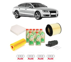 Set Pachet filtre revizie Bosch, 7 litrii ulei Castrol 5W30 AUDI A5 Sportback (8TA) 3.2 FSI quattro din 2009-2012, 4x Stickere auto cu AUDI - Img 2