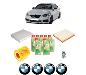 Set Pachet filtre revizie Bosch, 7 litrii ulei Castrol 5W30 BMW Seria 2 Coupe (F22, F87) M2 din 2015-2018, 4x Stickere auto cu BMW - Img 2