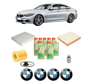 Set Pachet filtre revizie Bosch, 7 litrii ulei Castrol 5W30 BMW Seria 4 Gran Coupe (F36) 435 i din 2014-2016, 4x Stickere auto cu BMW - Img 2