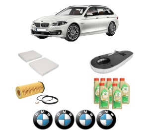 Set Pachet filtre revizie Bosch, 7 litrii ulei Castrol 5W30 BMW Seria 5 Touring (F11) 525 d din 2010-2011, 4x Stickere auto cu BMW - Img 2