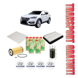 Set Pachet filtre revizie Bosch, 7 litrii ulei Castrol 5W30 HYUNDAI SANTA FÉ III SUV Van (DM) CRDi 4x4 din 2015-2018, 4x Stickere auto cu HYUNDAI