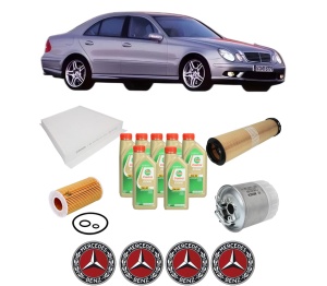 Set Pachet filtre revizie Bosch, 7 litrii ulei Castrol 5W30 MERCEDES-BENZ E-CLASS (W211) E 220 CDI (211.008) din 2006-2008, 4x Stickere auto cu MERCEDES-BENZ - Img 2