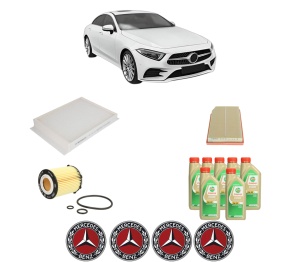 Set Pachet filtre revizie Bosch, 7 litrii ulei Castrol 5W30 MERCEDES-BENZ CLS (C257) CLS 350 EQ Boost (257.350) din 2018, 4x Stickere auto cu MERCEDES-BENZ - Img 2