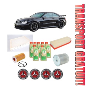 Set Pachet filtre revizie Bosch, 7 litrii ulei Castrol 5W30 MERCEDES-BENZ CLK (C209) CLK 270 CDI (209.316) din 2002-2009, 4x Stickere auto cu MERCEDES-BENZ
