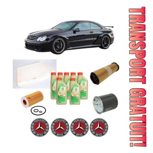 Set Pachet filtre revizie Bosch, 7 litrii ulei Castrol 5W30 MERCEDES-BENZ CLK (C209) CLK 220 CDI (209.308) din 2005-2009, 4x Stickere auto cu MERCEDES-BENZ