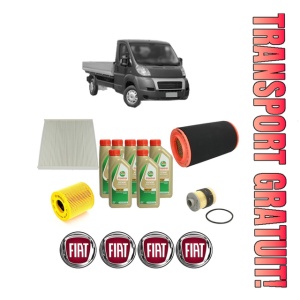 Set Pachet filtre revizie Bosch, 7 litrii ulei Castrol 5W40 FIAT DUCATO Platform/Chassis (250_) 100 Multijet 2,2 D din 2006-2011, 4x Stickere auto cu FIAT